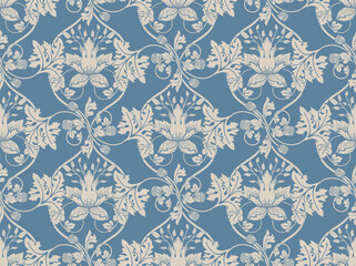 Seamless pattern in modern damask style for fabric, tapestry, wallpaper, wrapping paper.