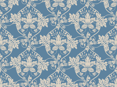 Seamless pattern in modern damask style for fabric, tapestry, wallpaper, wrapping paper.