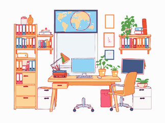 Organized Study Space Concept in Vibrant Vector Art