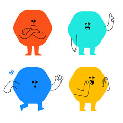 Doodle Shapes of Four Hexagon Icon Pack 01