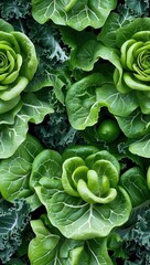 Fototapeta premium Vibrant green leaves of lettuce and kale enhancing freshness and vitality