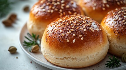 Delicious cardamom buns on a white plate perfect for any dessert lover