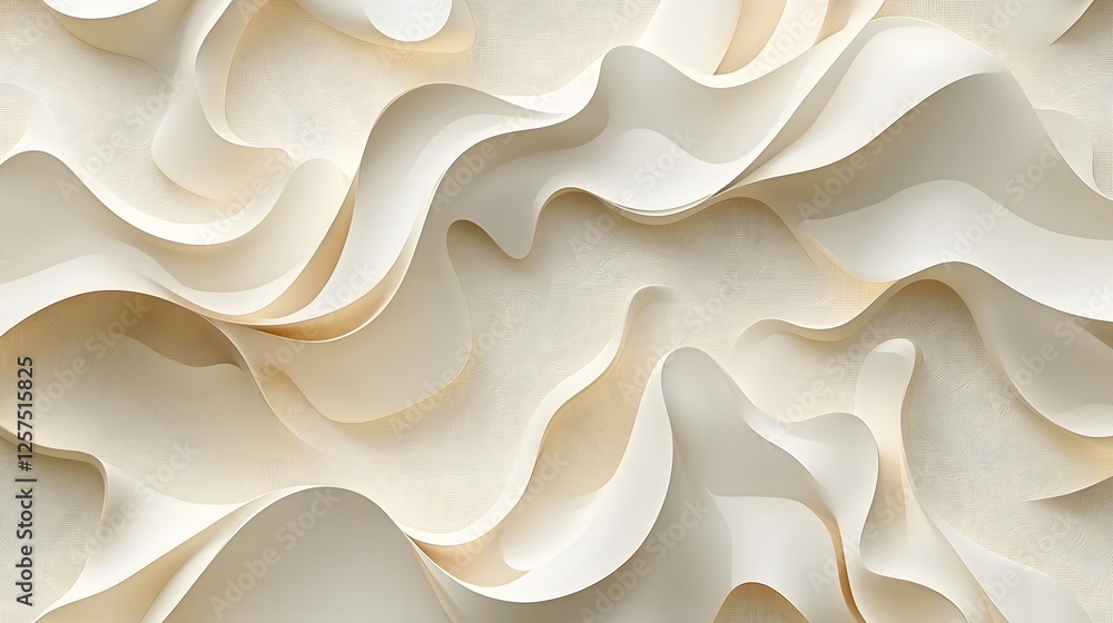 Poster soft undulating waves of creamy beige material creating a smooth, elegant texture for decor or desig