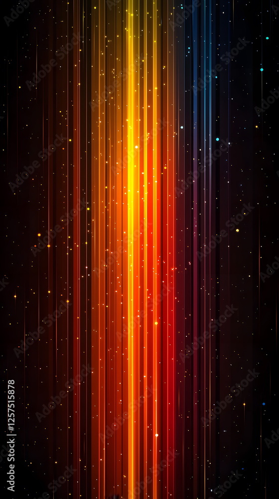 Poster colorful vertical stripes of light with a dark background creating a vibrant and dynamic abstract de