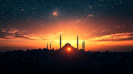 Naklejka premium mosque in night
