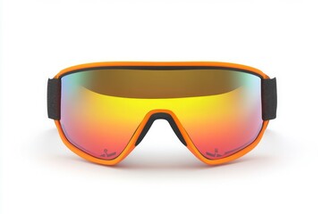Vibrant orange sports sunglasses on white background. AI image