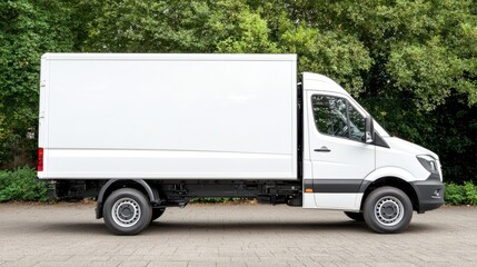White Delivery Van Parked Outdoors