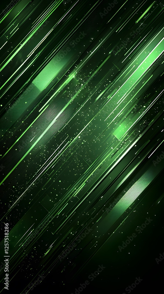 Aufkleber neon green abstract lines forming dynamic patterns with a sense of energy and motion against a dark 