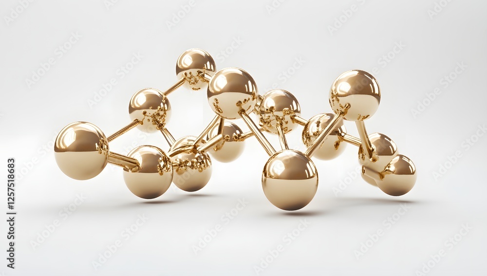 Poster abstract gold molecule structure on white background