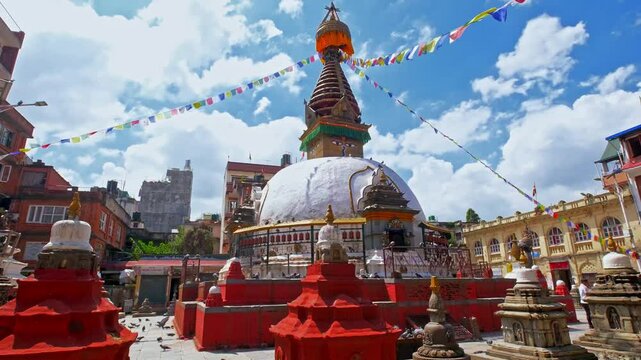 The World Peace Pagoda,also known as Shanti Stupa,is a Buddhist monument promoting peace and harmony.Located on a hilltop,it offers stunning panoramic views and serves as a symbol of unity,tranquility
