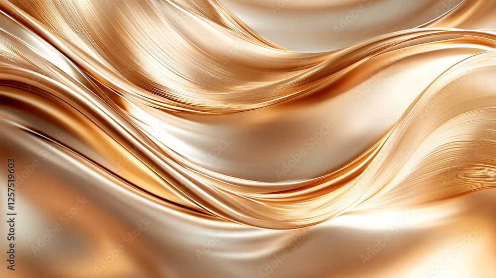 Aufkleber golden fabric flowing smoothly with elegant waves and soft textures illuminated by gentle light refl