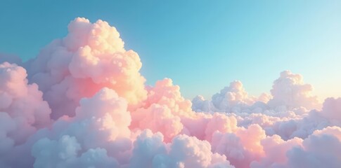 Soft pastel cloudscape, sunny day, tranquil scene,  light,  horizon,  dreamy