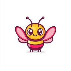 Cute cartoon bee, cheerful, friendly, isolated.  Possible stock photo use children's books, educational materials, or greeting cards