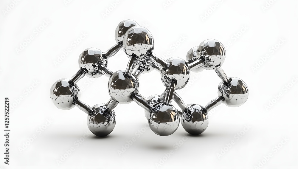 Poster abstract metallic molecular structure on white background