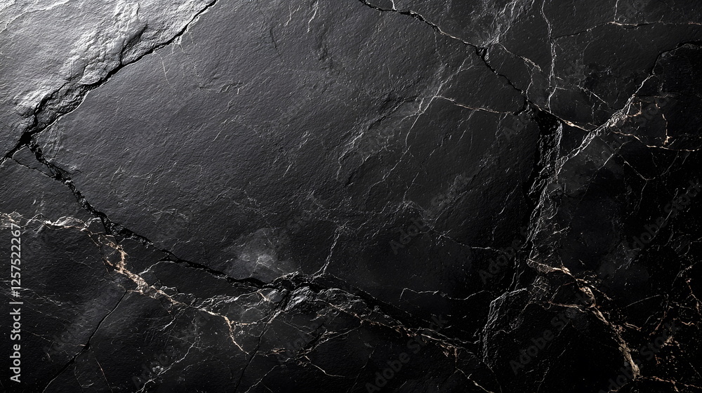 Poster black marble texture with natural veins and patterns, perfect for backgrounds or design elements in 