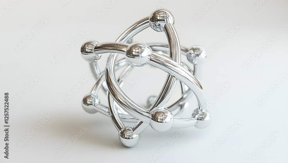 Poster abstract metallic sphere structure on white background