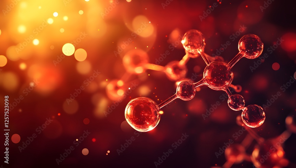 Aufkleber Abstract Molecular Structure in Fiery Background