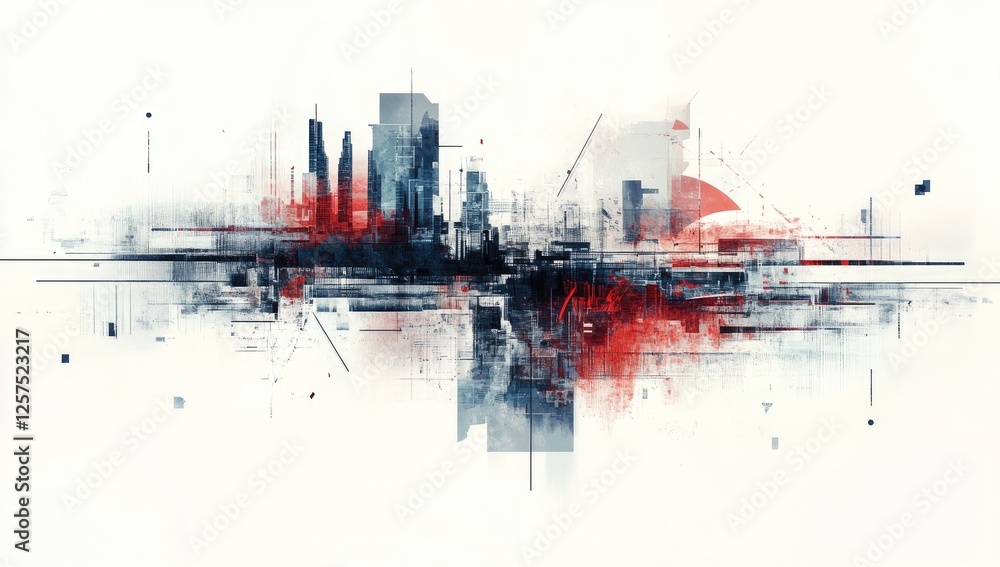 Poster abstract cityscape; urban design; futuristic city; background with lines and shapes