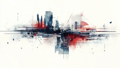 Fototapeta premium Abstract Cityscape; urban design; futuristic city; background with lines and shapes