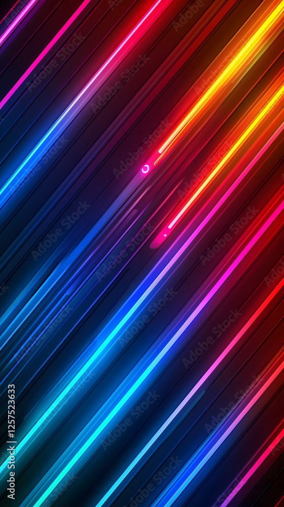 Aufkleber vibrant neon light streaks on a dark background creating a dynamic, colorful pattern of illuminated 