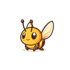 Obraz premium Cute cartoon bee, stylized, friendly, isolated, simple, vector art, whimsical, for children, educational materials
