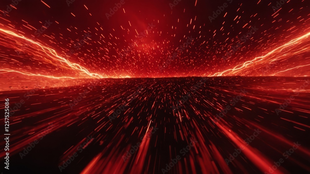 Poster red light streaks creating a dynamic, futuristic landscape in motion