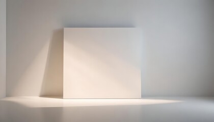 Fototapeta premium A blank white canvas standing in a minimalist, sunlit room.