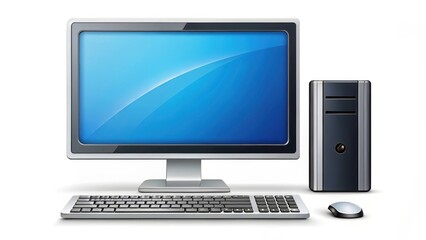 Desktop Computer System on White Background