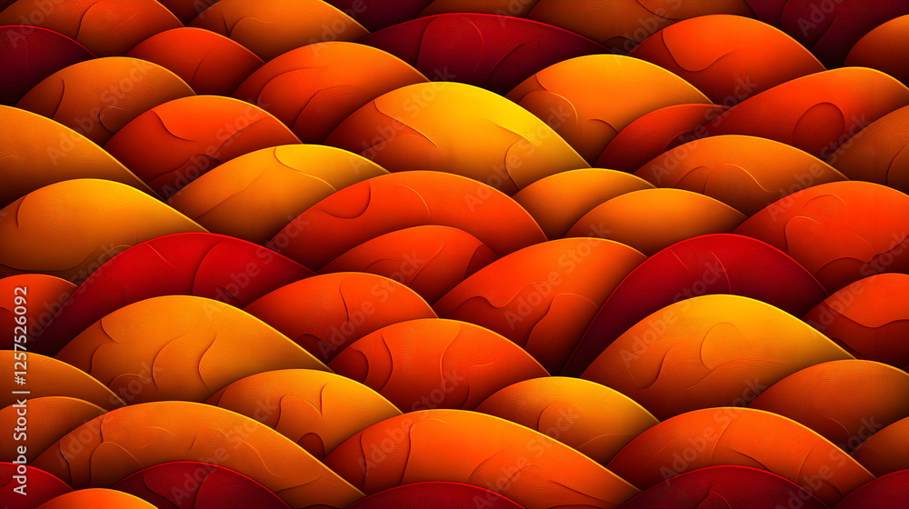 Poster colorful abstract waves with gradients of orange, red, and yellow creating a vibrant and dynamic bac