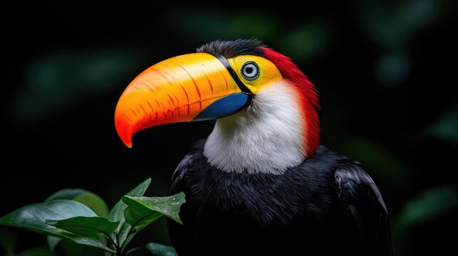 Colorful Toucan Profile, Rainforest Background, Wildlife Photography, Nature Poster