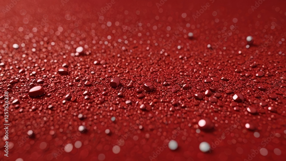 Poster red textured surface with glistening droplets creating an abstract pattern