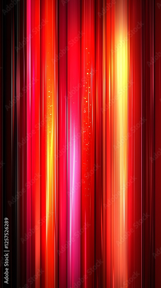 Aufkleber vibrant vertical lines in red and orange shades with glowing light effects creating a dynamic abstra