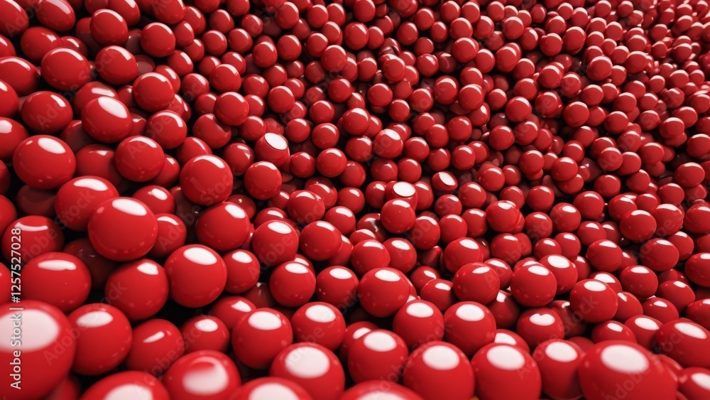 Poster dense cluster of red 3d spheres forming an abstract textured background