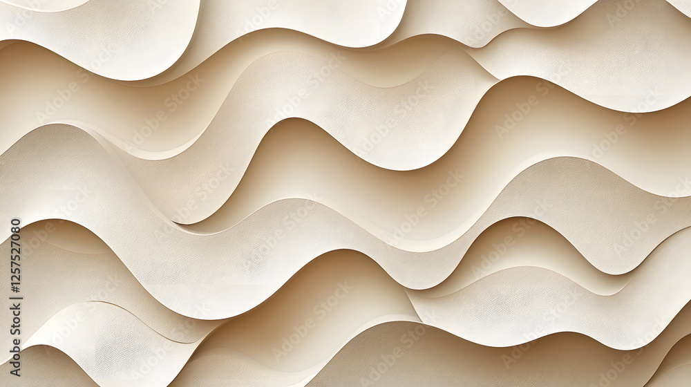 Poster wavy textured paper surface background with layered curves and soft neutral tones for design or arti