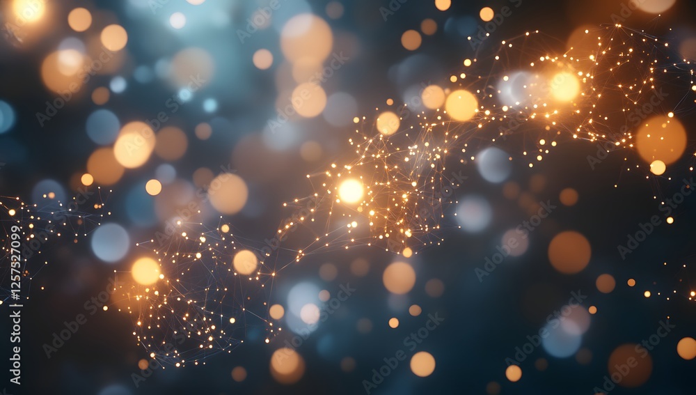 Poster abstract particles flowing dark background