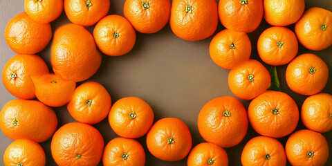 Draufsicht auf einen Rahmen mit Orangen und mit Platz f&uuml;r Text in der Mitte - Werbeschild