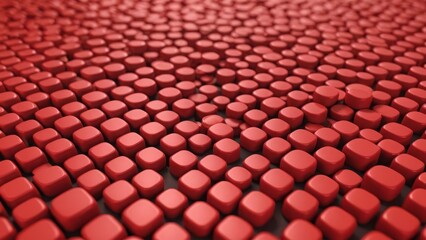 Obraz premium Abstract red 3D grid of rounded cubes with a textured surface