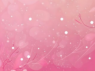 Abstract pink floral background with bokeh and leaves