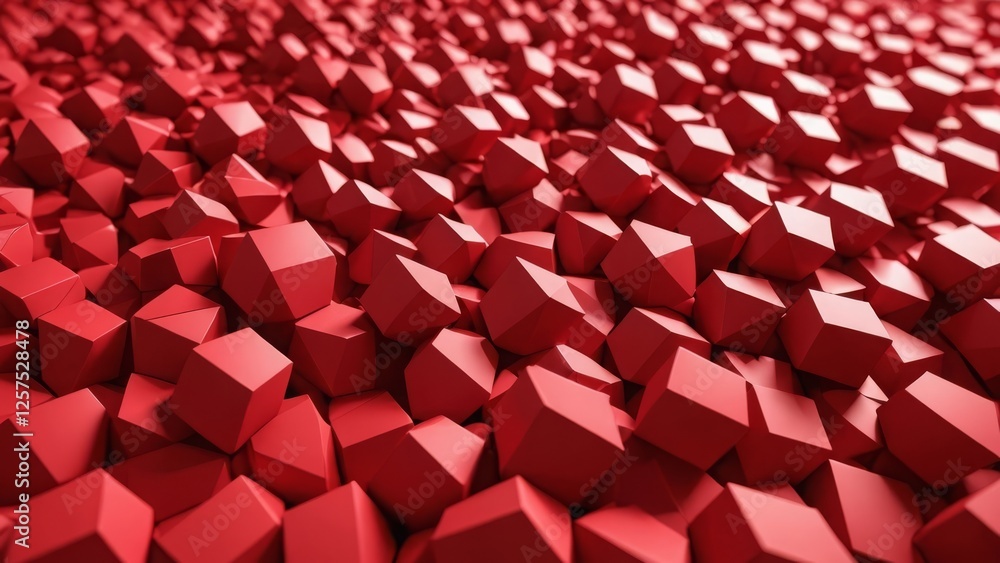 Poster dynamic red 3d cubes forming an abstract geometric pattern