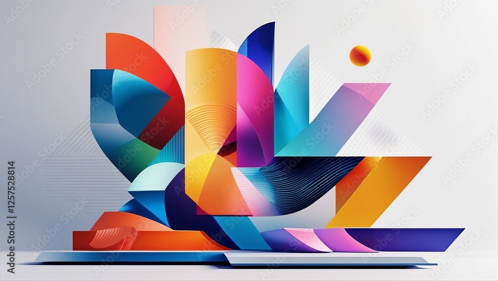 Poster colorful abstract background with geometric patterns and dynamic arrows