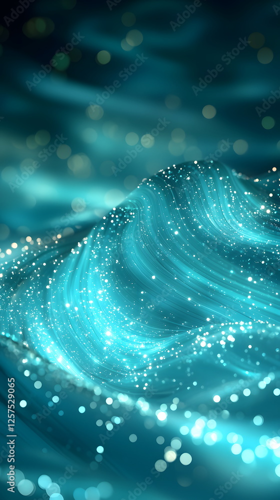 Aufkleber mystical aqua waves with sparkling light creating a serene and enchanting underwater atmosphere in m