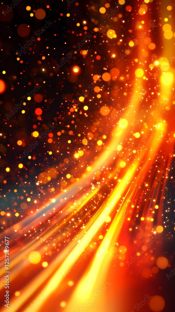 Poster bright glowing abstract background with vibrant orange and yellow lights swirling in beautiful patte