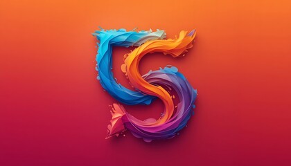 Naklejka premium Abstract Colorful Swirling Liquid Paint Splatter Design, Dynamic 3D Fluid Art