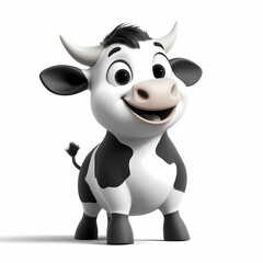 Happy Cartoon Cow with Funny Expression – Perfect for Creative Designs and Decorations, generated ai