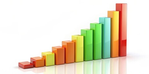 Fototapeta premium Colorful Ascending Bar Graph on White Background