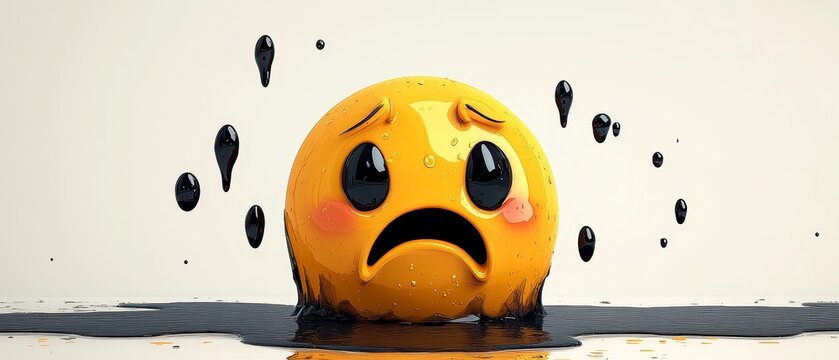 Sad Emoji Drowning in Oil Spill