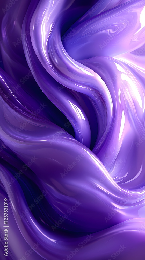Aufkleber glossy purple abstract waves flowing gracefully over one another creating a smooth and vibrant textu