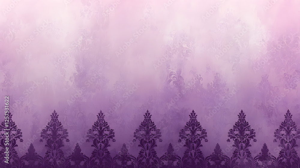 Aufkleber elegant purple gradient wallpaper with intricate damask patterns along the bottom border, creating a