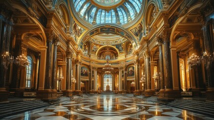 Fototapeta premium Gilded hall, opulent architecture, stunning interior.