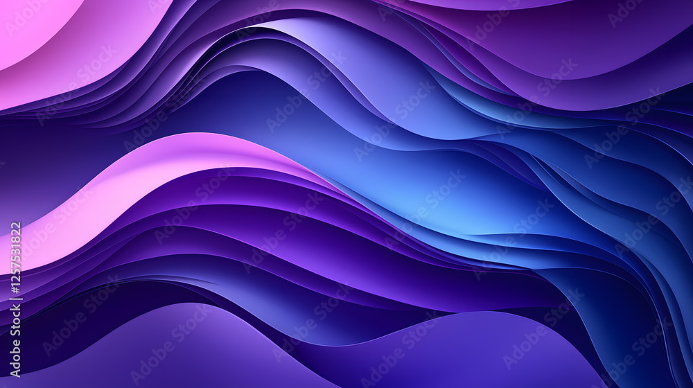Poster waves of purple and pink fluid shapes flowing seamlessly through an abstract background design with 